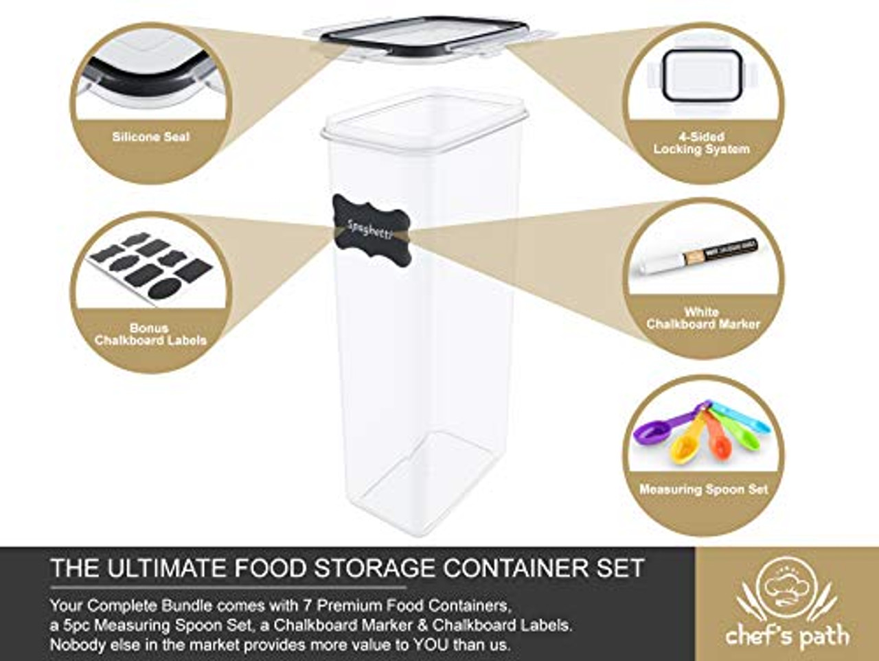 Chef's Path Airtight Food Storage Container Set Round Shape - 7 PC