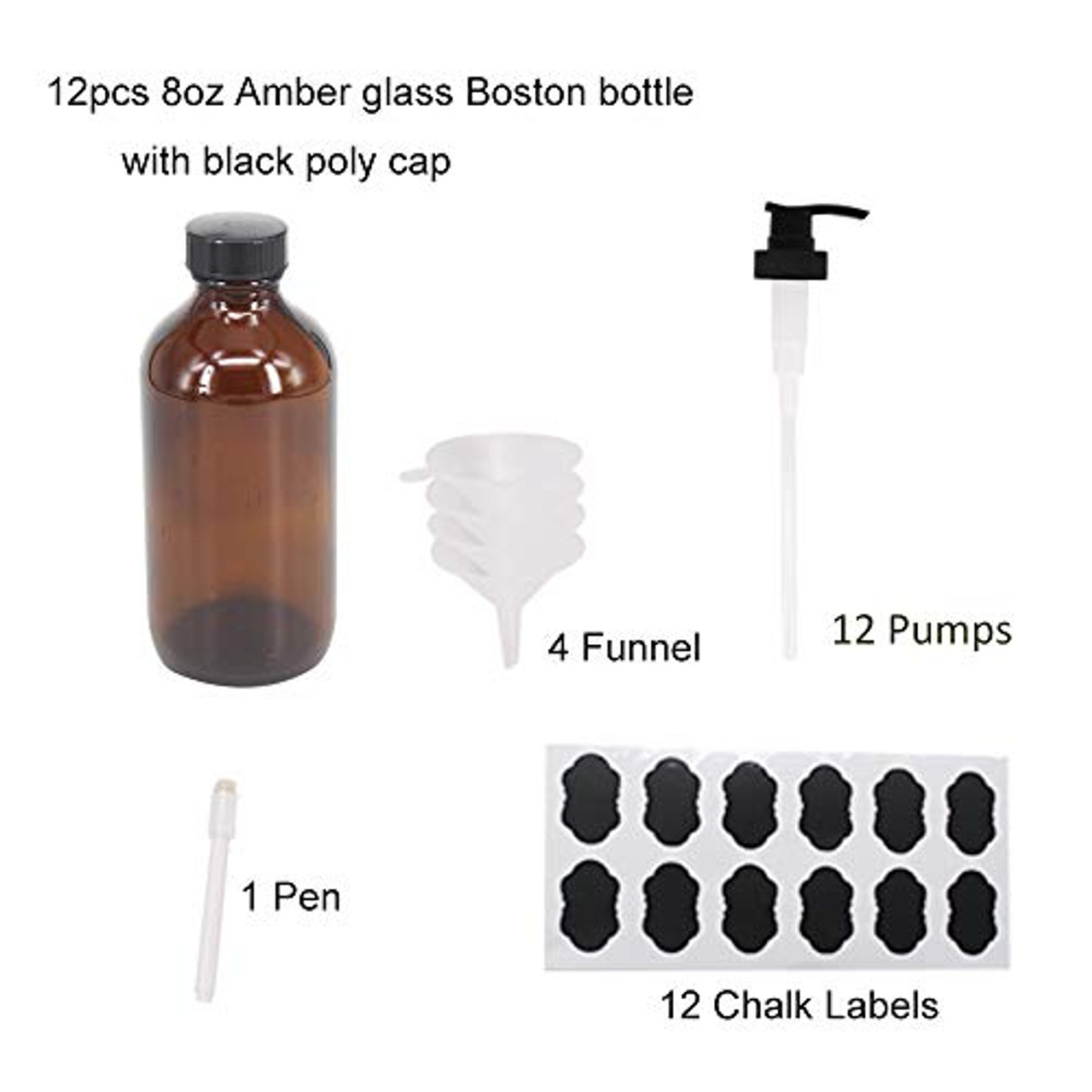 1/4 fl oz Clear Glass Bottle with Lid (12 Count)
