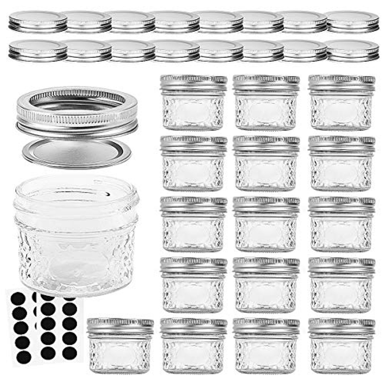 VERONES Mason Jars 6 OZ, 30 PACK 6oz Mason jars Canning Jars Jelly Jars  With Lids, Ideal for Jam, Honey, Wedding Favors, Shower Favors