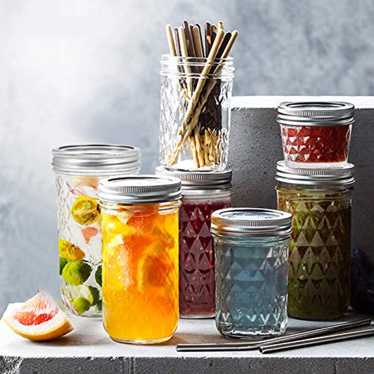 8 oz Regular Mouth Mason Jars with Lids and Bands-Set of 12