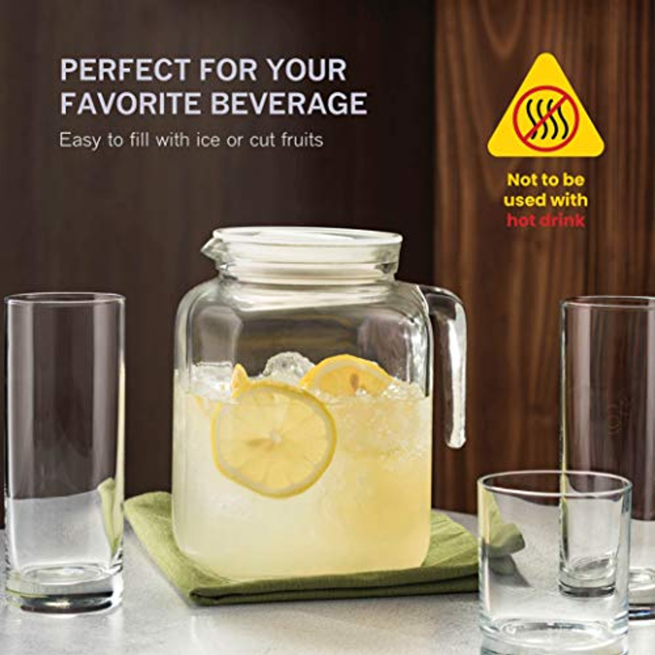 Acrylic Pitcher Water Pitchers Beverage Lid Juice Tea Lemonade