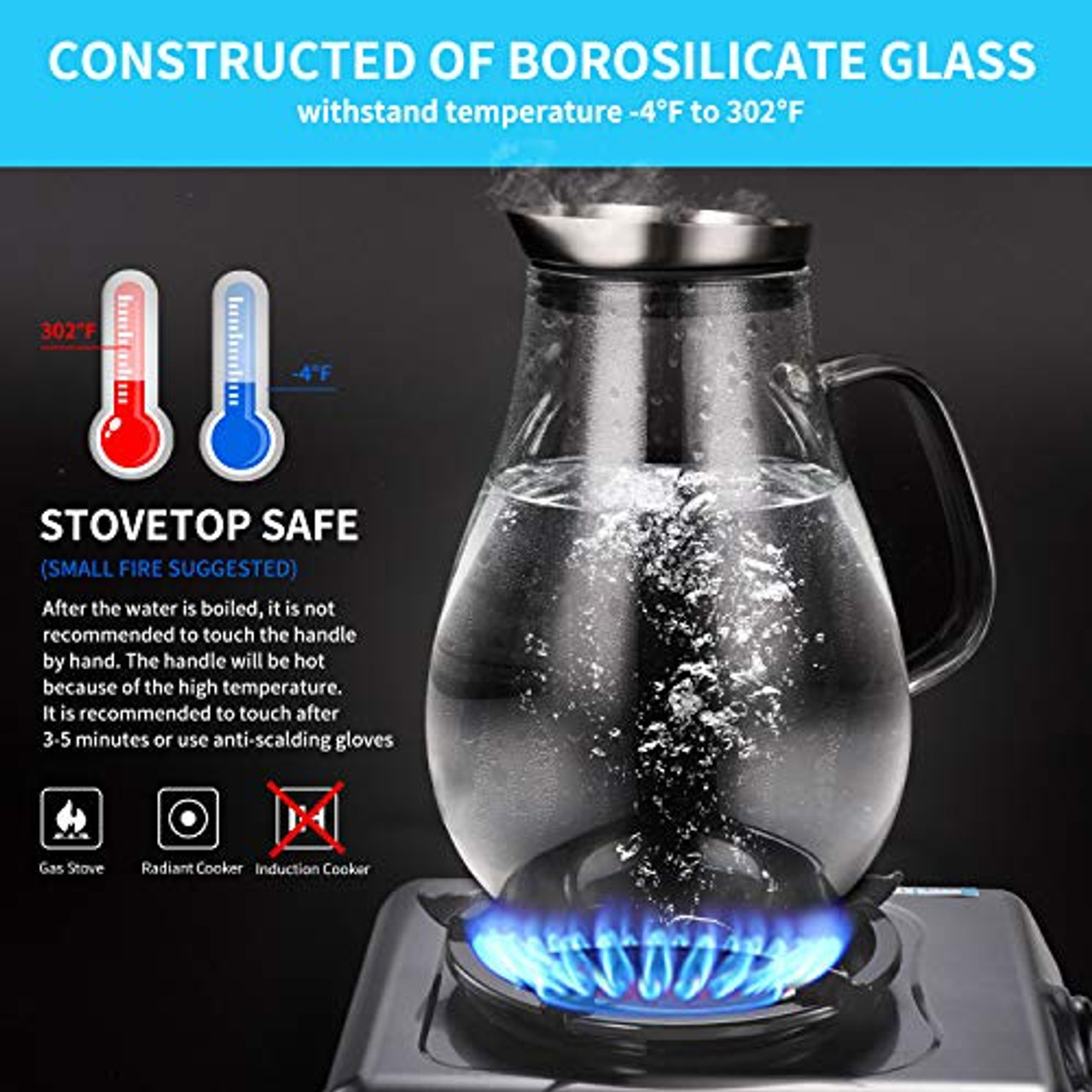 Glass Water Carafe Lid, Glass Pitcher Water Kettle