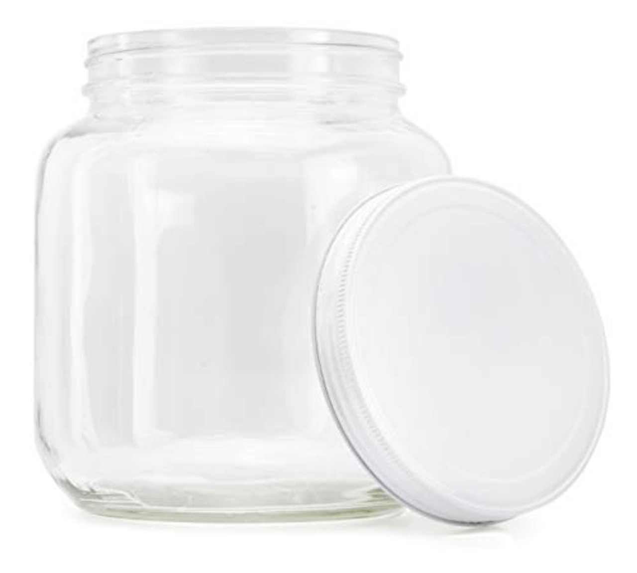 Stock Your Home 64 Oz Glass Jar with Plastic Airtight Lid (2 Pack) - Half  Gallon Glass
