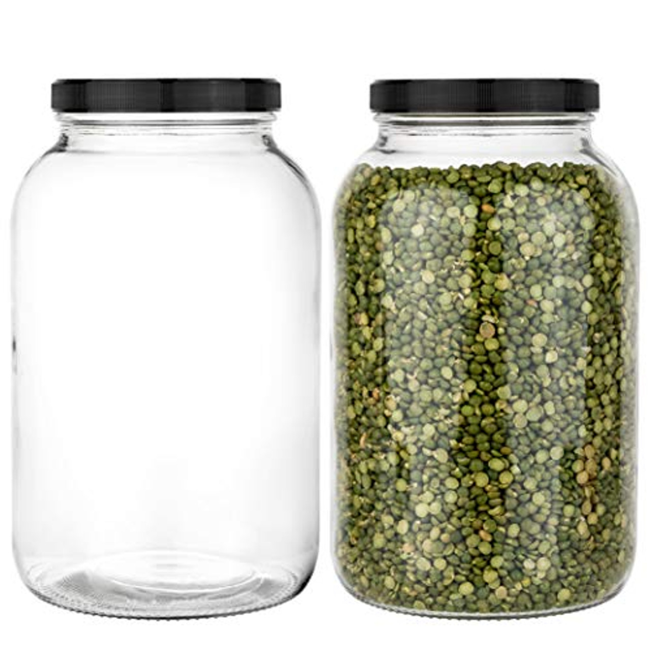 UPGRADE] 2 Pack Square Super Wide Mouth Airtight Glass Storage Jars with  Lids, 1.1 Gallon Glass