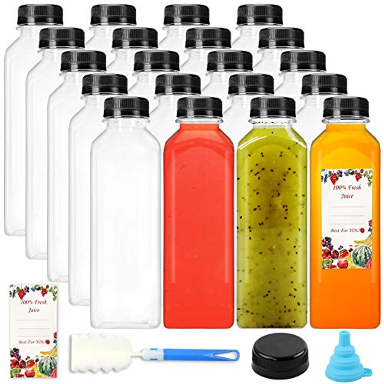 12 oz. Round Clear PET Juice Bottle - 210/Bag