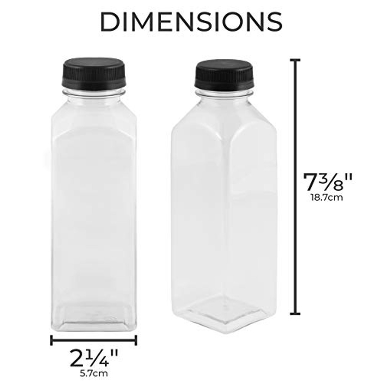 Stock Your Home Plastic Juice Bottles with Lids, 16 Oz, 35 Count