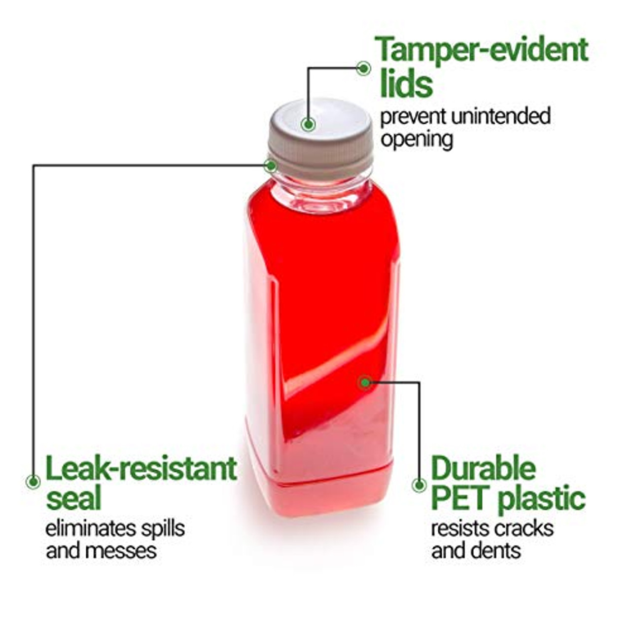 Empty Translucent Plastic Juice Bottles With Tamper Evident Caps 32 Oz. 