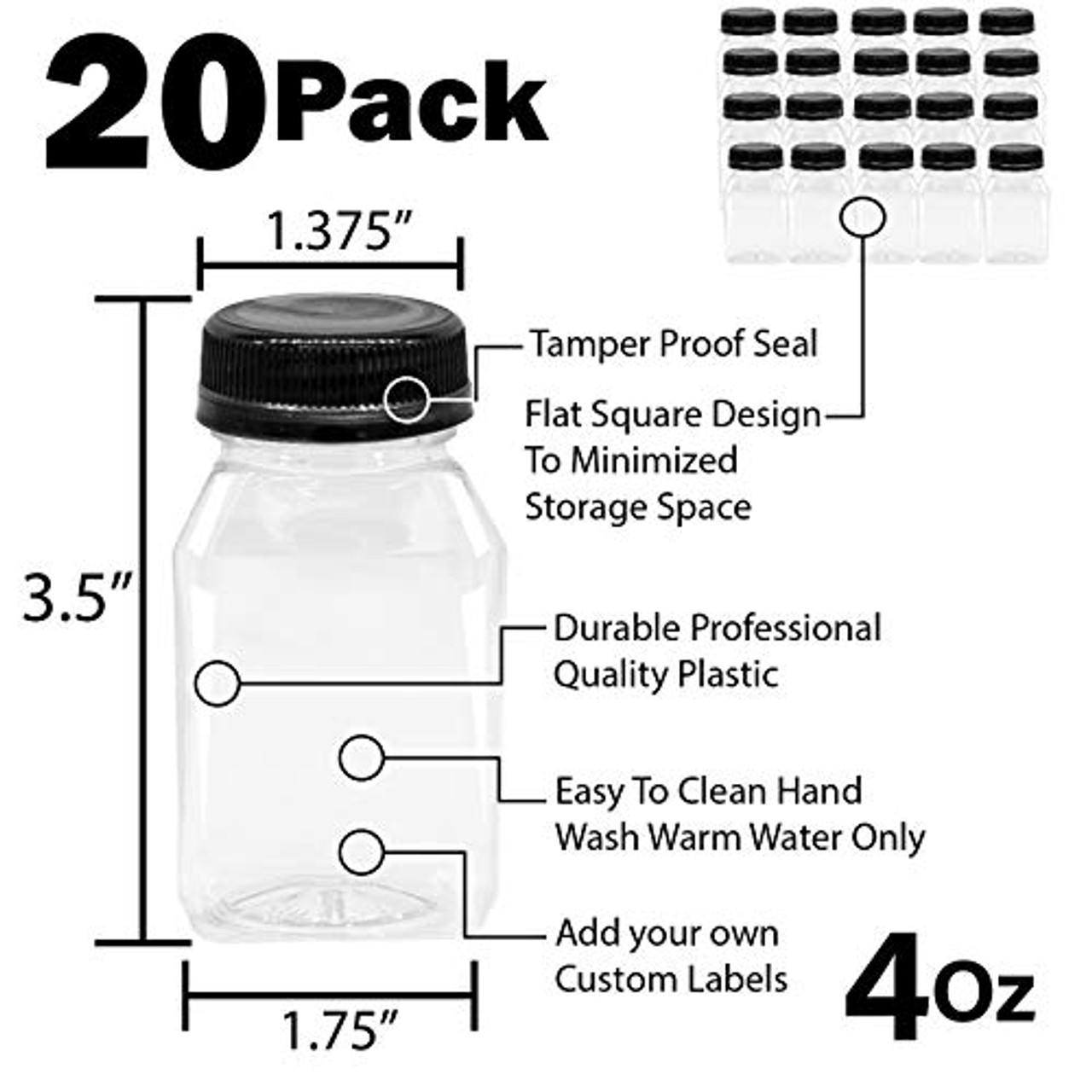 Pack of 20 Reusable Clear Disposable Milk Bulk Containers with