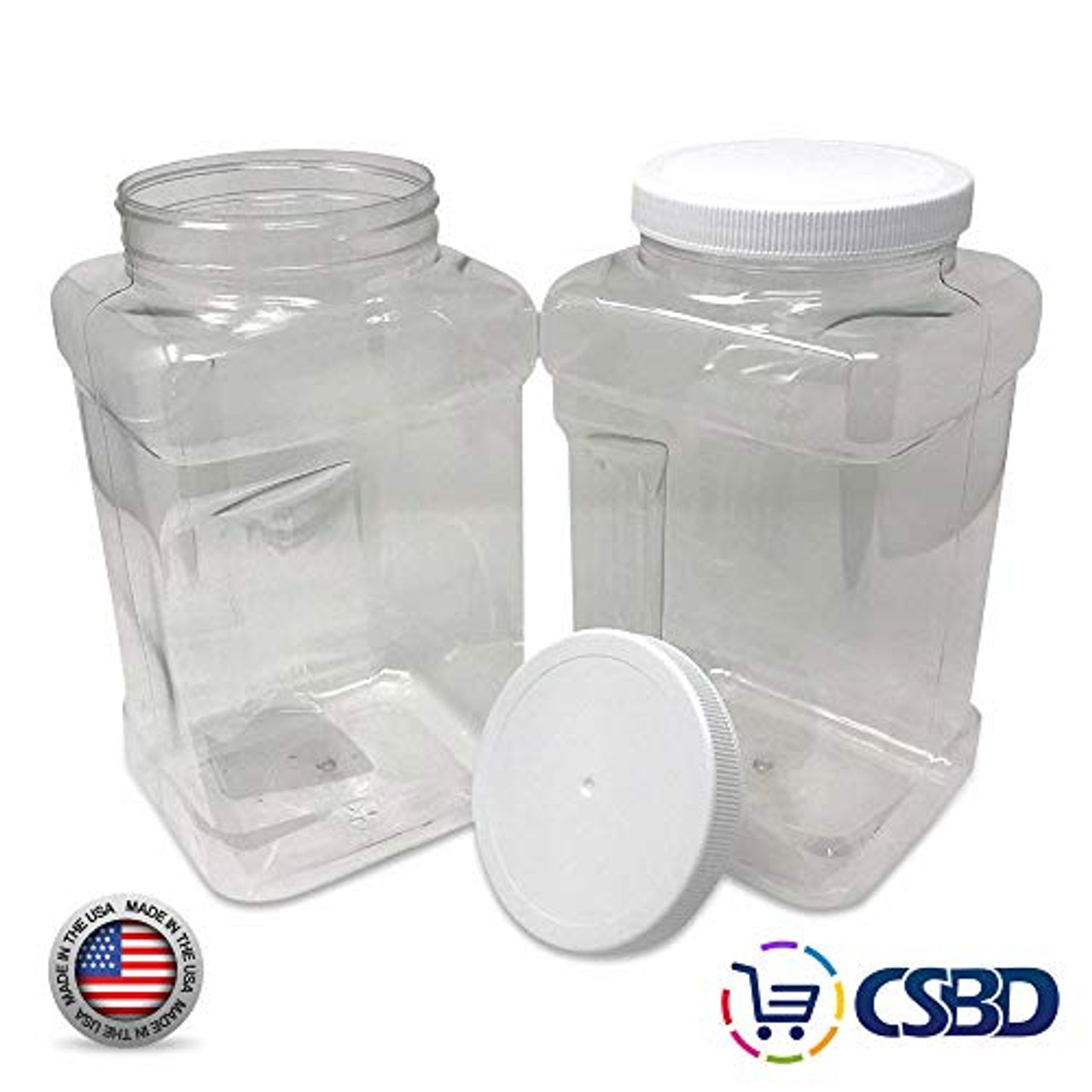 CSBD 16 Oz Clear Plastic Mason Jars With Ribbed Liner Screw On Lids, Wide  Mouth, ECO, BPA Free, PET Plastic, Made In USA, Bulk Storage Containers, 6
