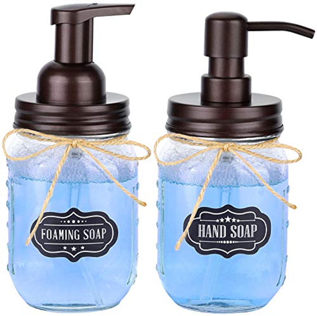 Set of 4 Mason Jar Bathroom Accessories, Lotion Soap Dispenser