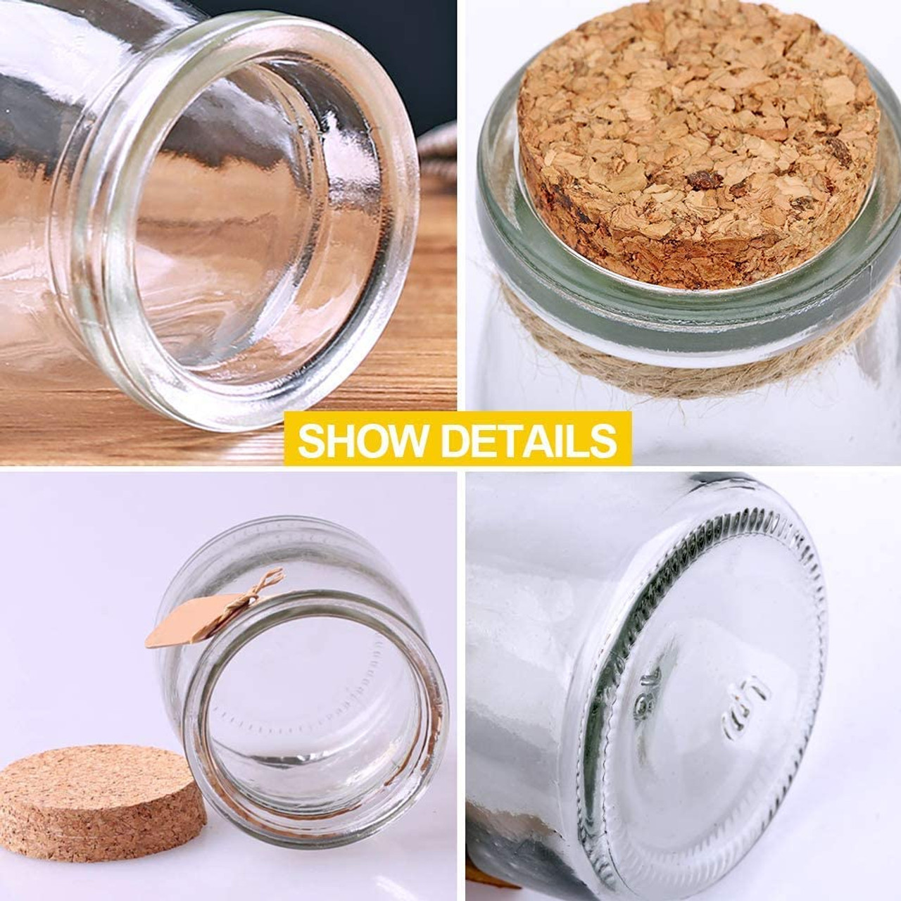 12pcs 4 x 2 Inches Small Glass Favor Jars, Milk Glass Bottles with