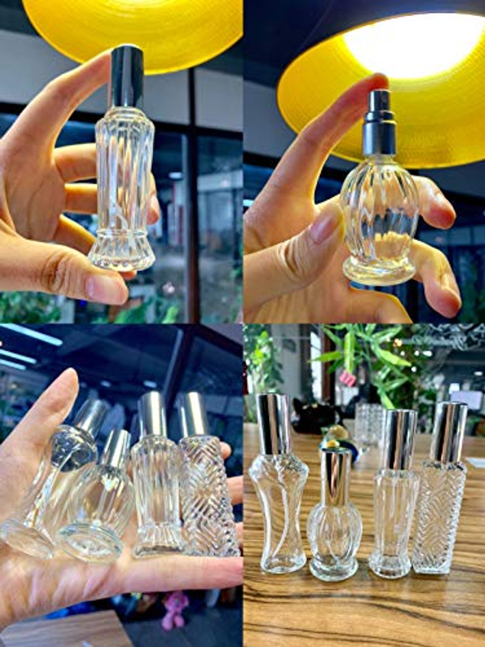 H&D Vintage Glass Perfume Bottle Empty Refillble Decorative Rose