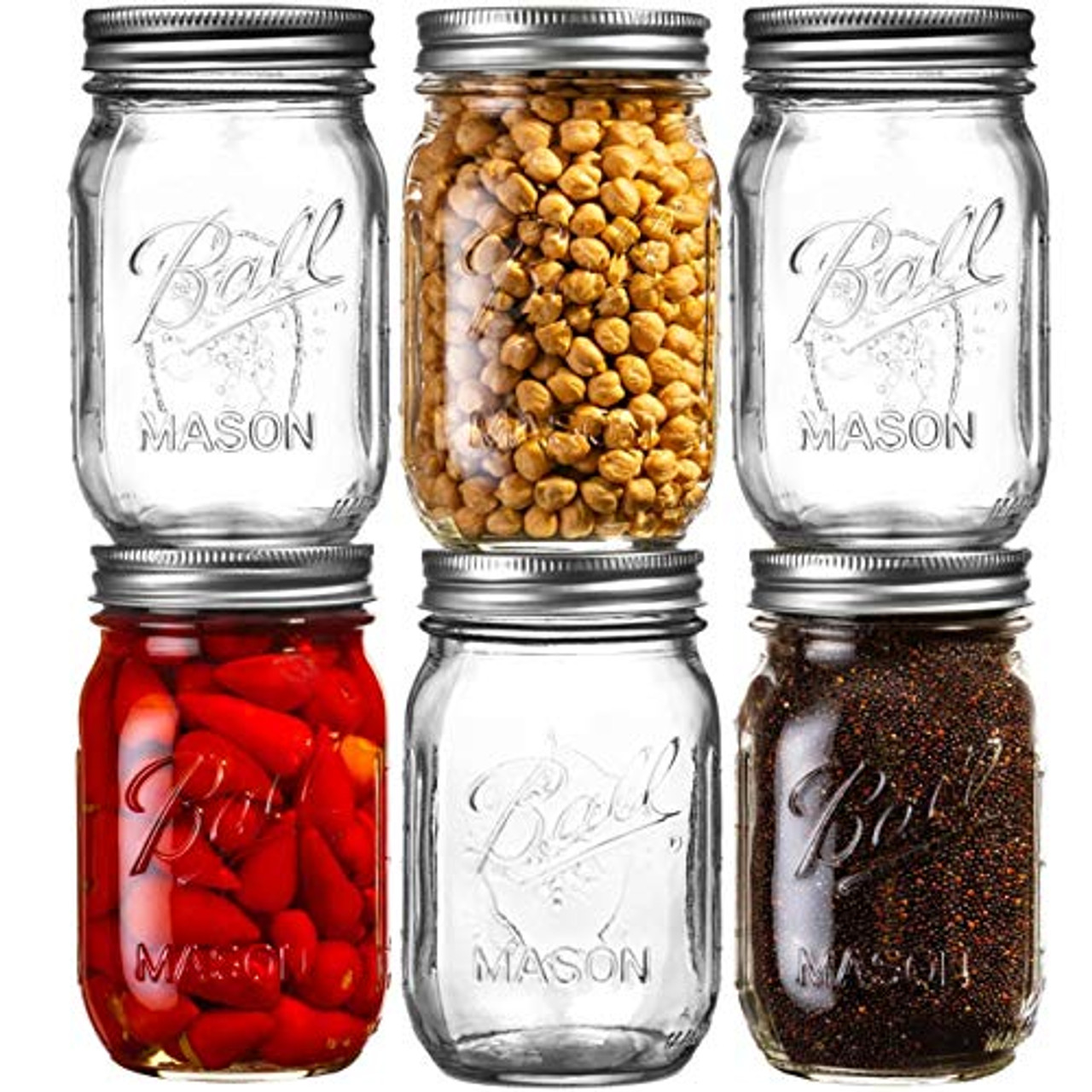 Glass Canning Jars with Lids, 16 oz.