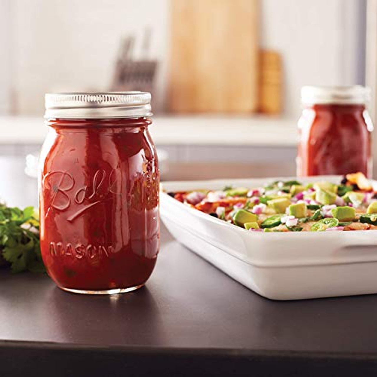 Ball Mason Jars 16 oz Bundle with Non Slip Jar Opener Set of 6 - 16 Ounce  Size Mason Jars with Regular Mouth - Canning Glass Jars with Lids, Heritage