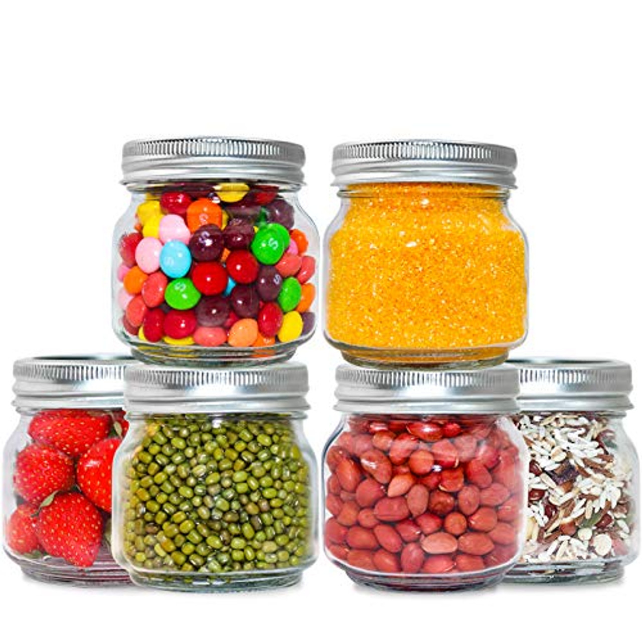 Mason Jars with Airtight Lids, Labels and Measures - Set of 6 Wide Mouth / 8 oz | JoyJolt