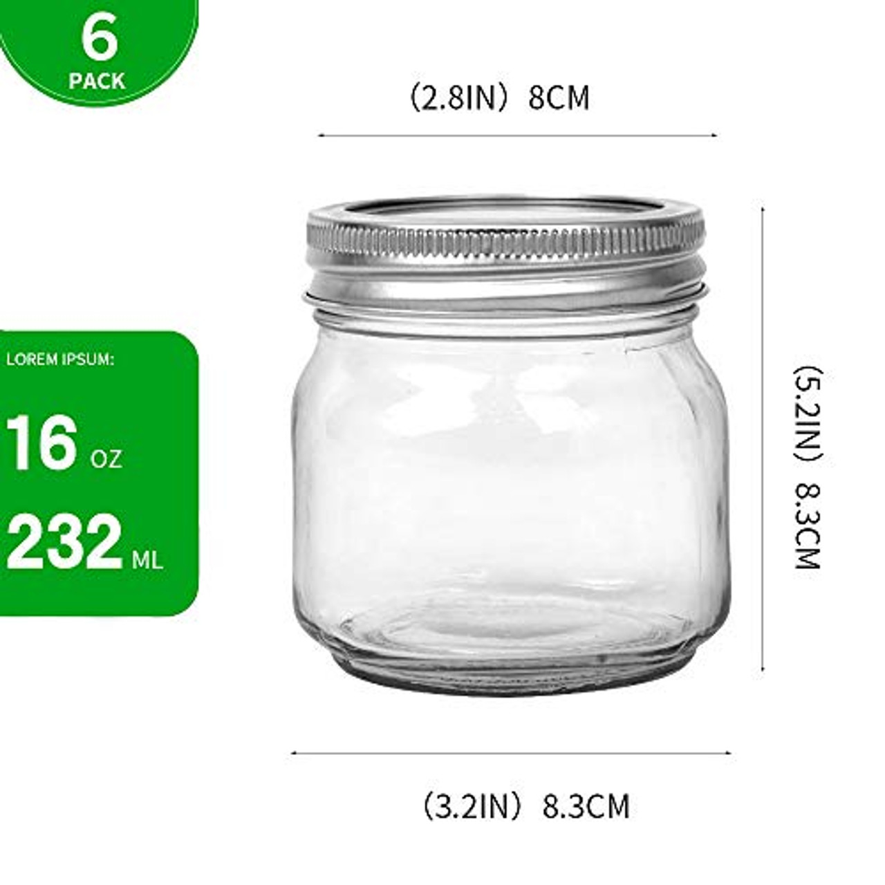 [Newest Superb Version]EAXCK 8 oz Mason Jars with Lids and Bands 6  PACK,Wide Mouth Canning Jars Honey Jars Ideal for Food
