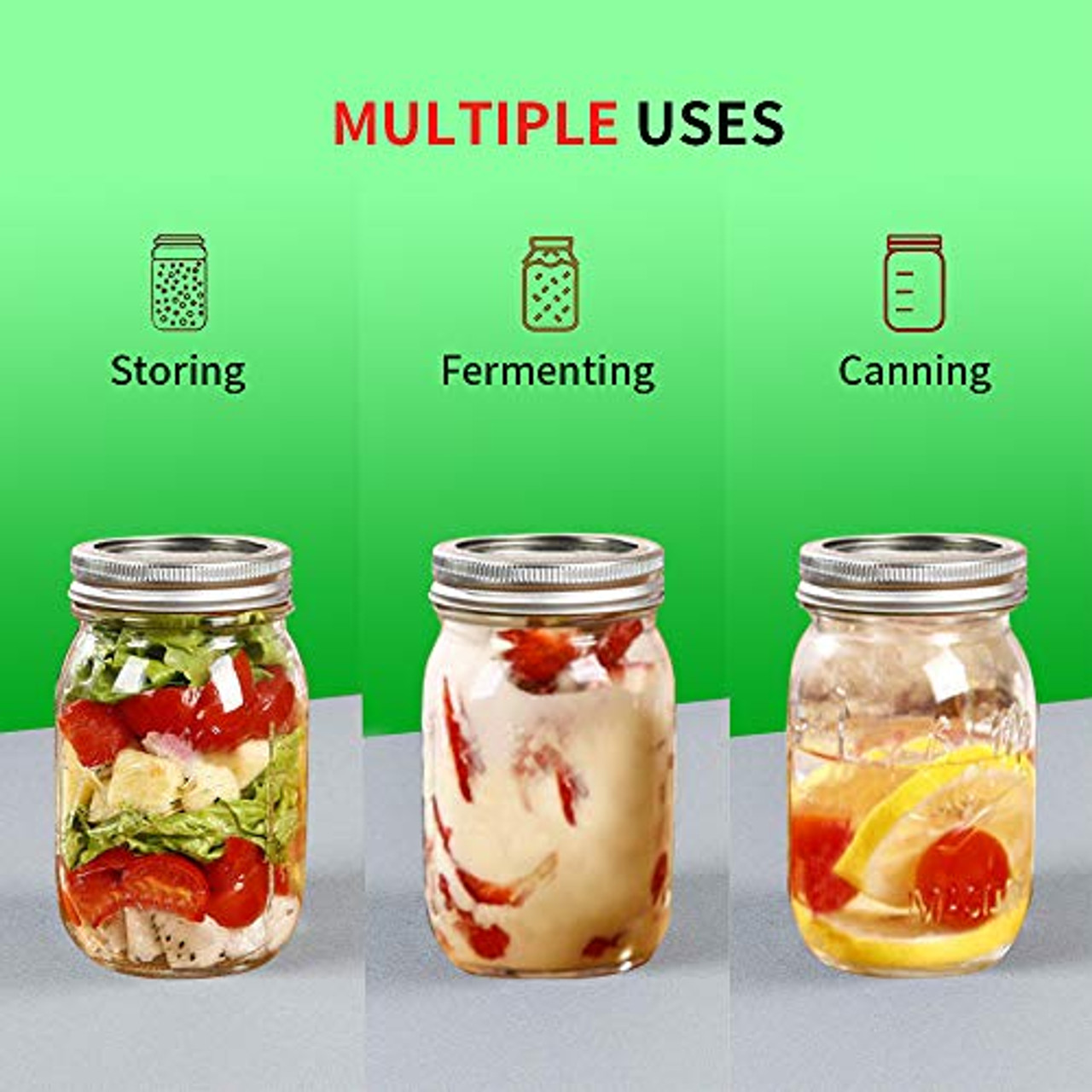 Wide Mouth 16 OZ Mason Jars 6 Packs