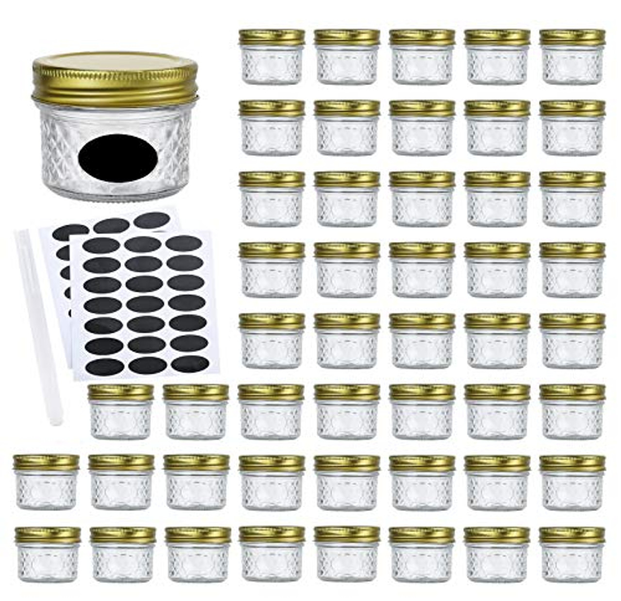 Mini Mason Jars Round 4 oz - Small Canning Glass Jars with Lids