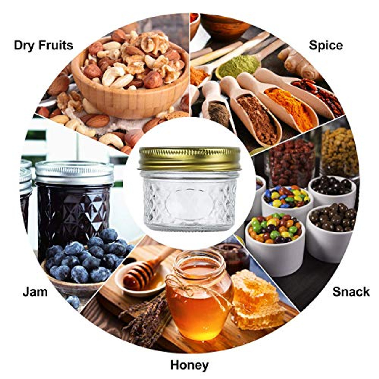 China Empty Round 16oz Glass Mason Jars for Food Honey Jam Salad