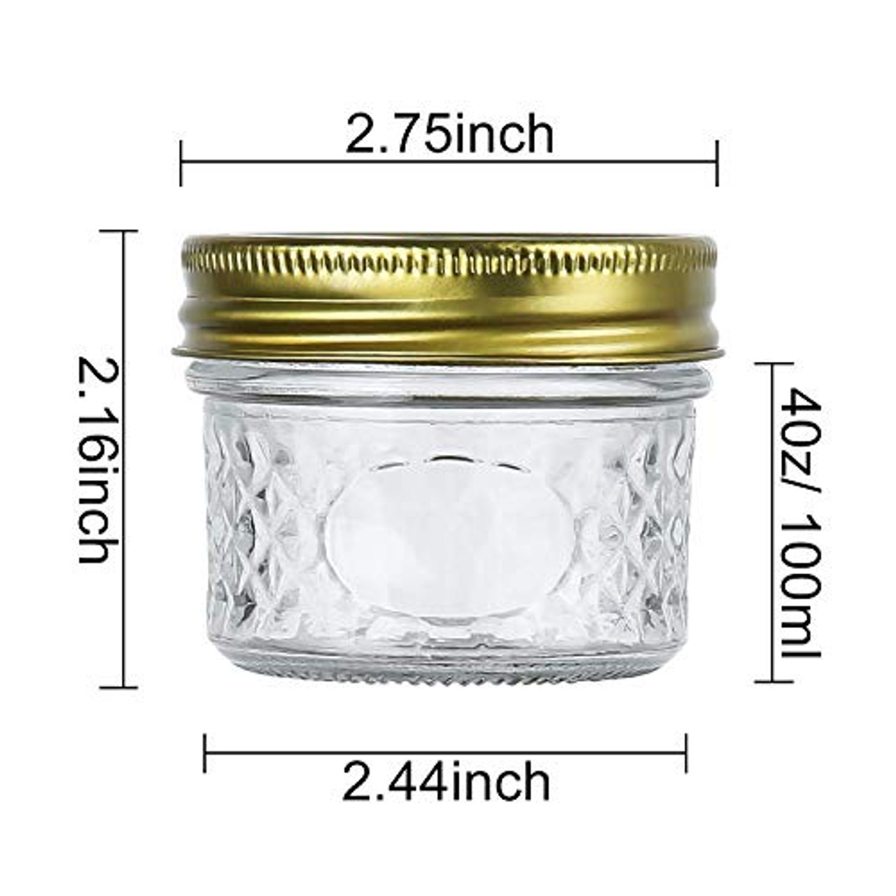 4oz Glass Jars With Regular Lids,Mini Wide Mouth Mason Jars,Clear Small  Canning Jars With Gold Lids,Canning Jars For Honey,Herbs,Jam,Jelly,Baby
