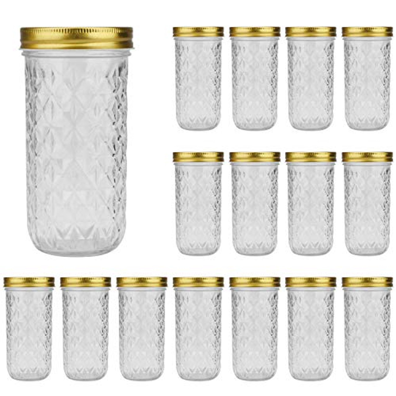 Encheng 8 oz Glass Jars With Lids,Ball Wide Mouth Mason Jars For Storage,Canning Jars For Caviar,Herb,Jelly,Jams,Honey,Dishware Safe,Set Of 24