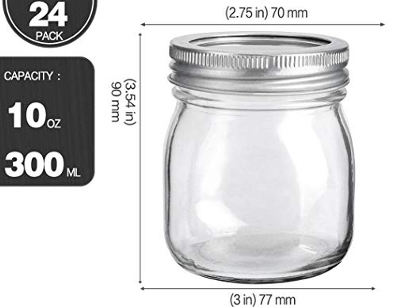 300ml Square Glass Jars With Lids (10 oz)