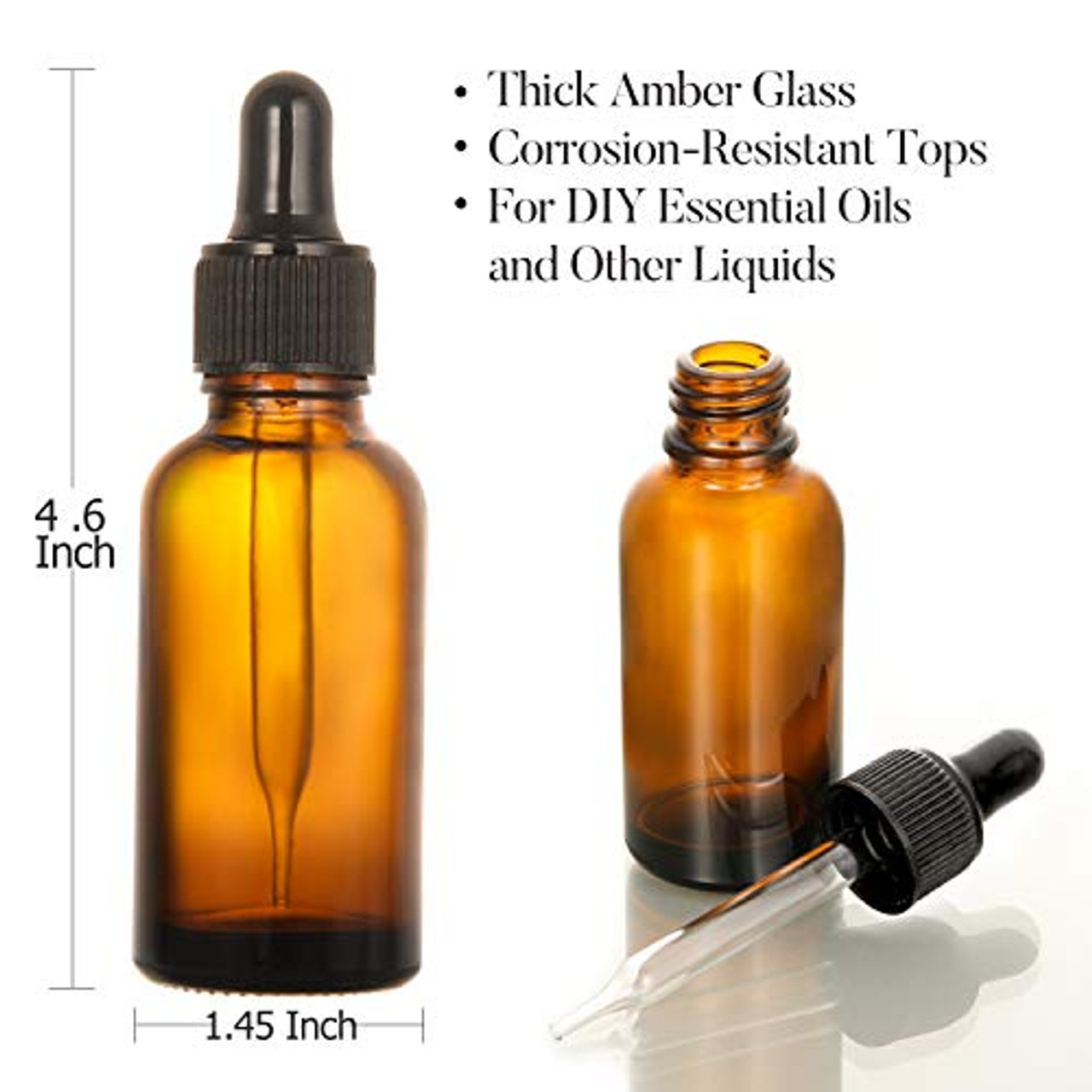 Amber 4oz Dropper Bottle (120ml) Pack of 10 - Glass Tincture Bottles with  Eye Droppers for Essential Oils & More Liquids - Leakproof Travel Bottles