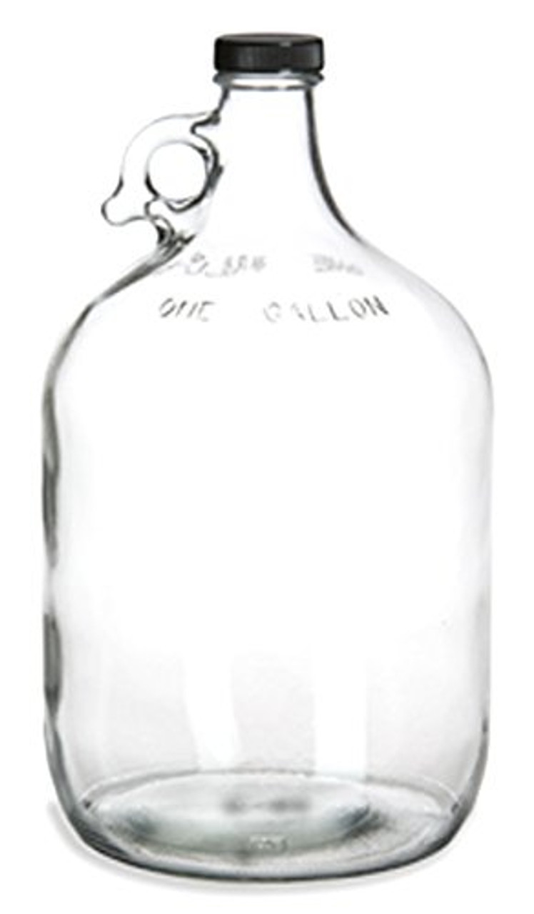 1 Gallon Clear Glass Jug Black Polyseal Lid & Cap Multiple Quantities
