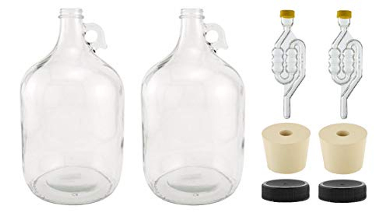 1 Gallon Clear Glass Jug Black Polyseal Lid & Cap Multiple Quantities