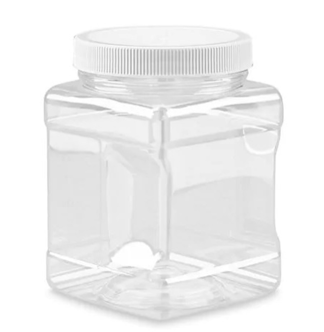 Wide-Mouth PET Grip Jar with Lid, 32 oz, Clear, 12 Piece