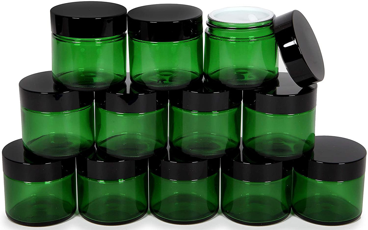 4oz Glass Jars with Lids(12 Pack), Round Glass Jars with Inner Liners and  Black Lids