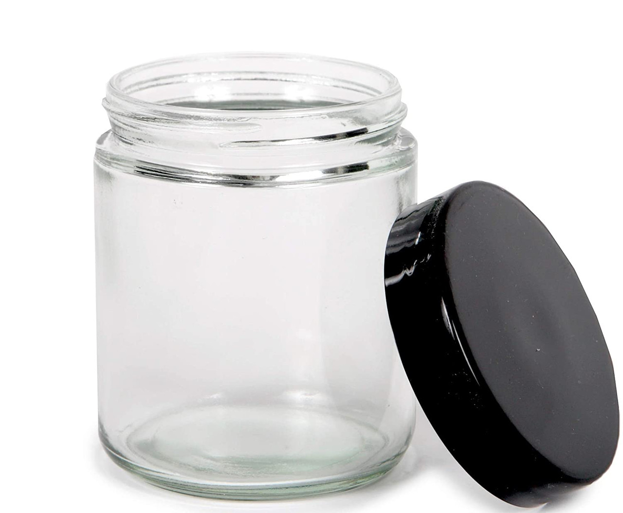 8 oz Faceted Round Glass Jar w/ Lid