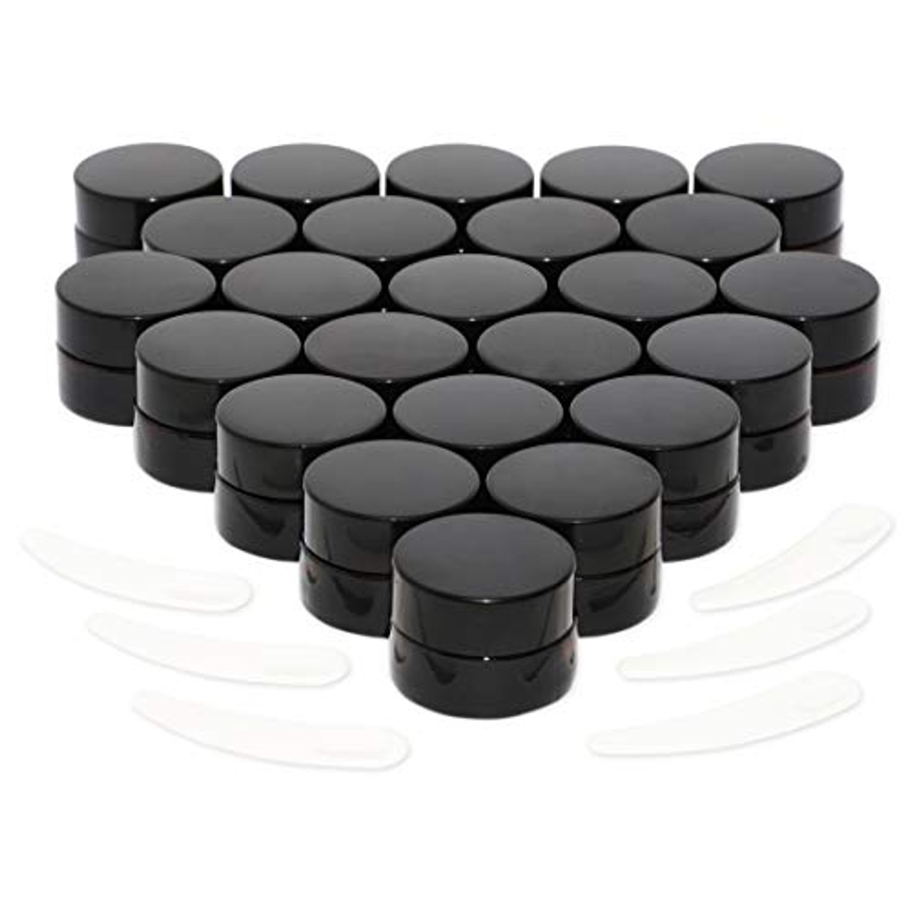 8oz Amber Glass Apothecary Jars 6 Pack,Round Mason Canning Jars with Black  Plastic Lids for