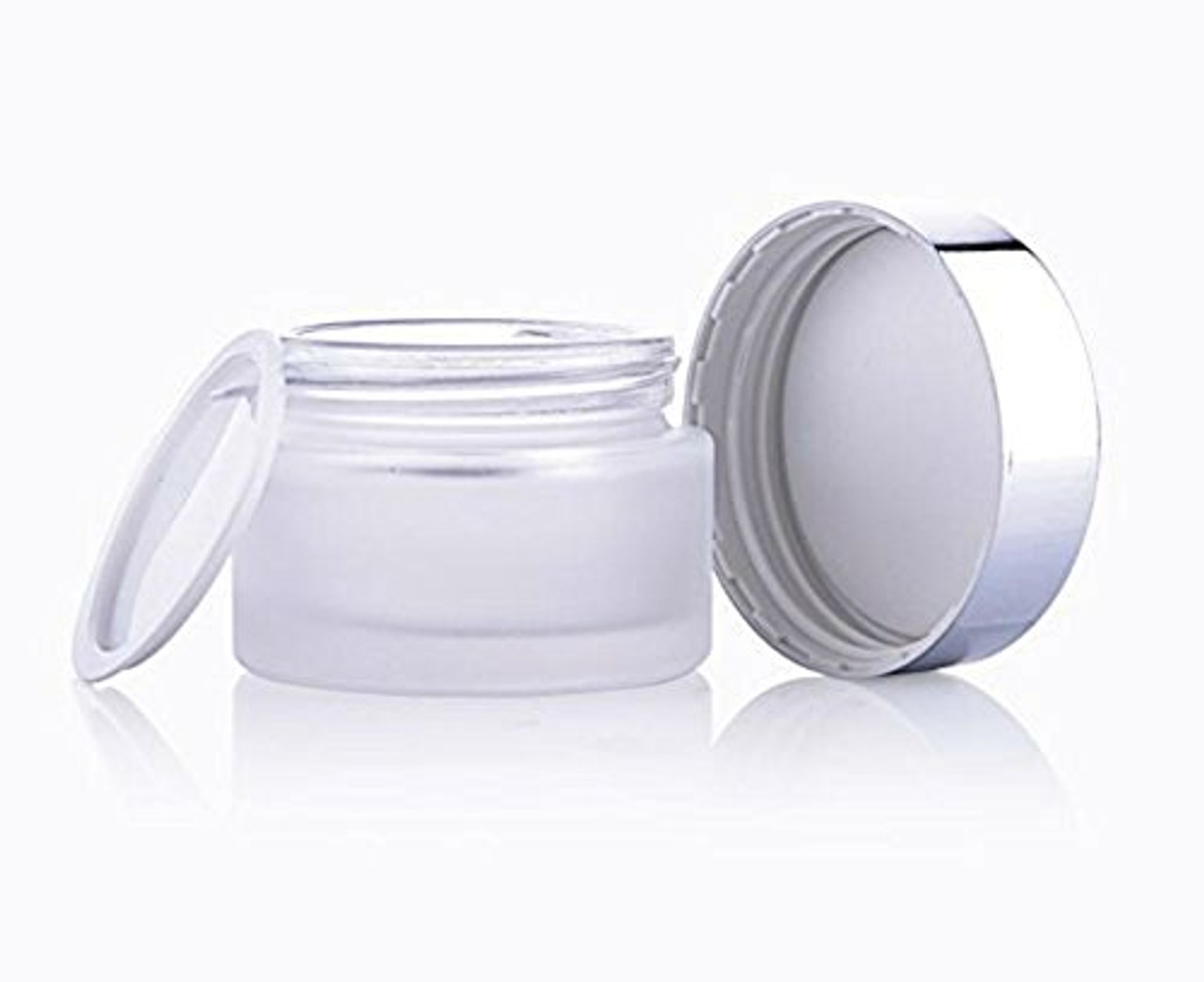 Download 3 Pcs 20g Refillable Frosted Glass Cosmetic Cream Jar Bottle Container With Silver Alumite Lids