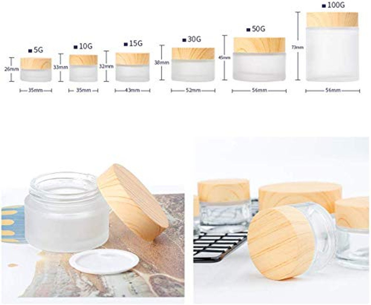 2PCS 120ML 4 oz Large Capacity Empty Refillable Brown Glass Face Cream  Storage Packing Jar Pot Bottle With Black Cap For Cosmetic Make Up Sample  Lip