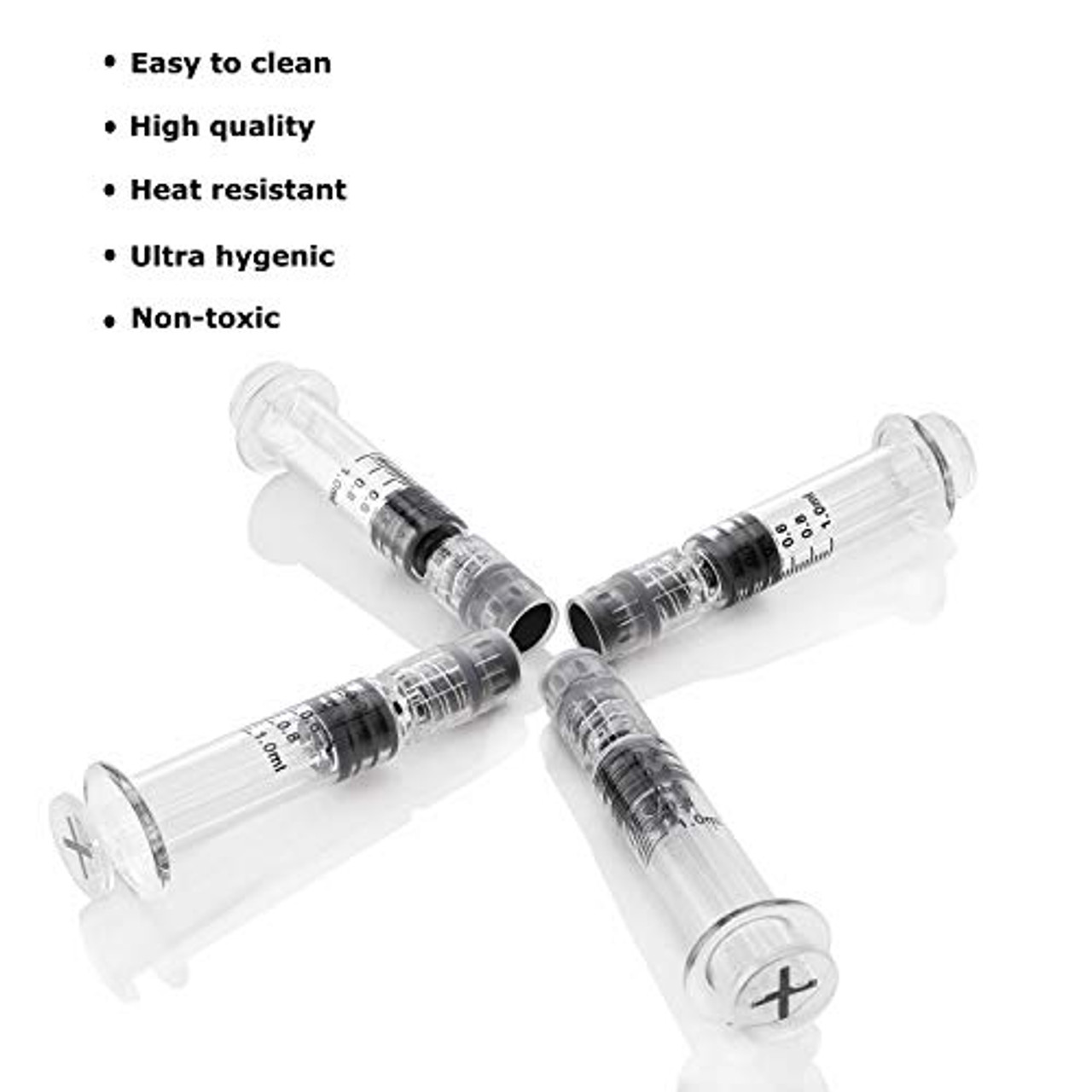 100 Pack Borosilicate Glass Luer Lock Syringe - 1ml Capacity
