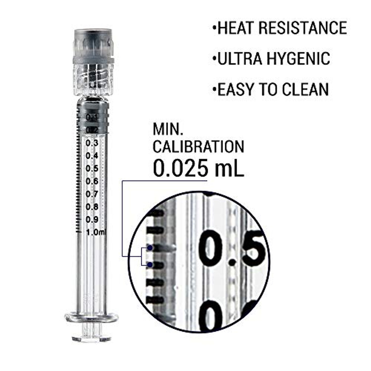 BITOMIC 1ml Borosilicate Glass Syringe, 10 Pc Accurate Measuring Syringe  with Min Calibration 0.025 ml