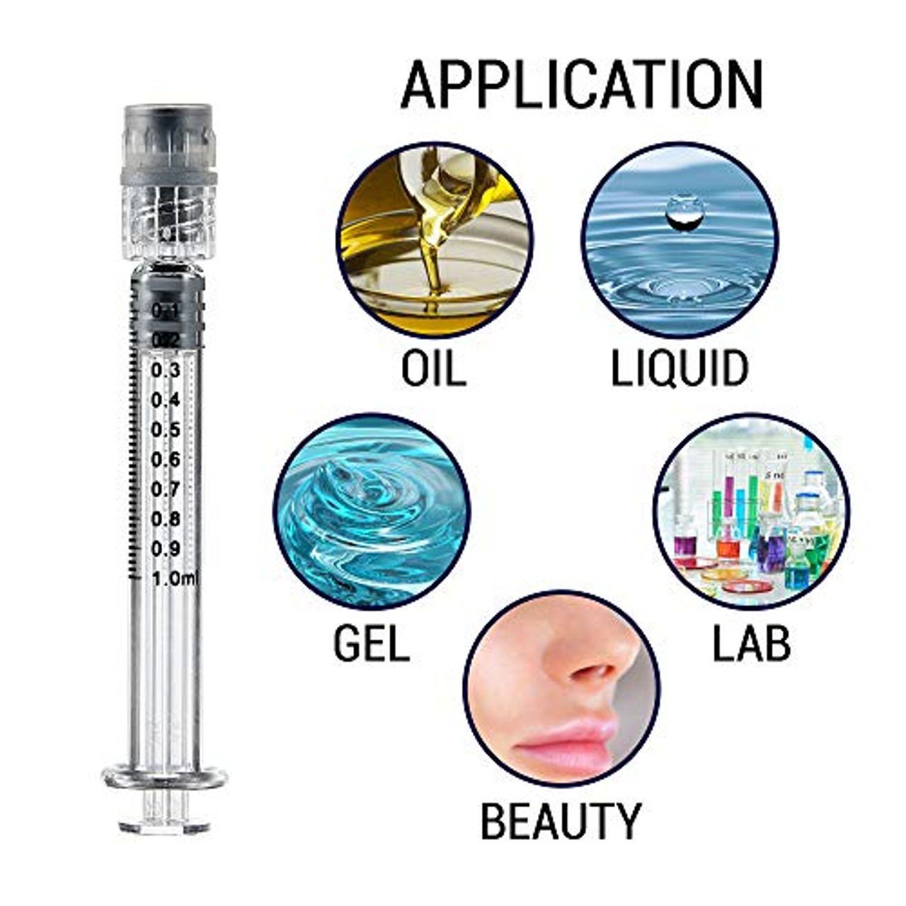 BITOMIC 1ml Borosilicate Glass Syringe, 10 Pc Accurate Measuring Syringe  with Min Calibration 0.025 ml