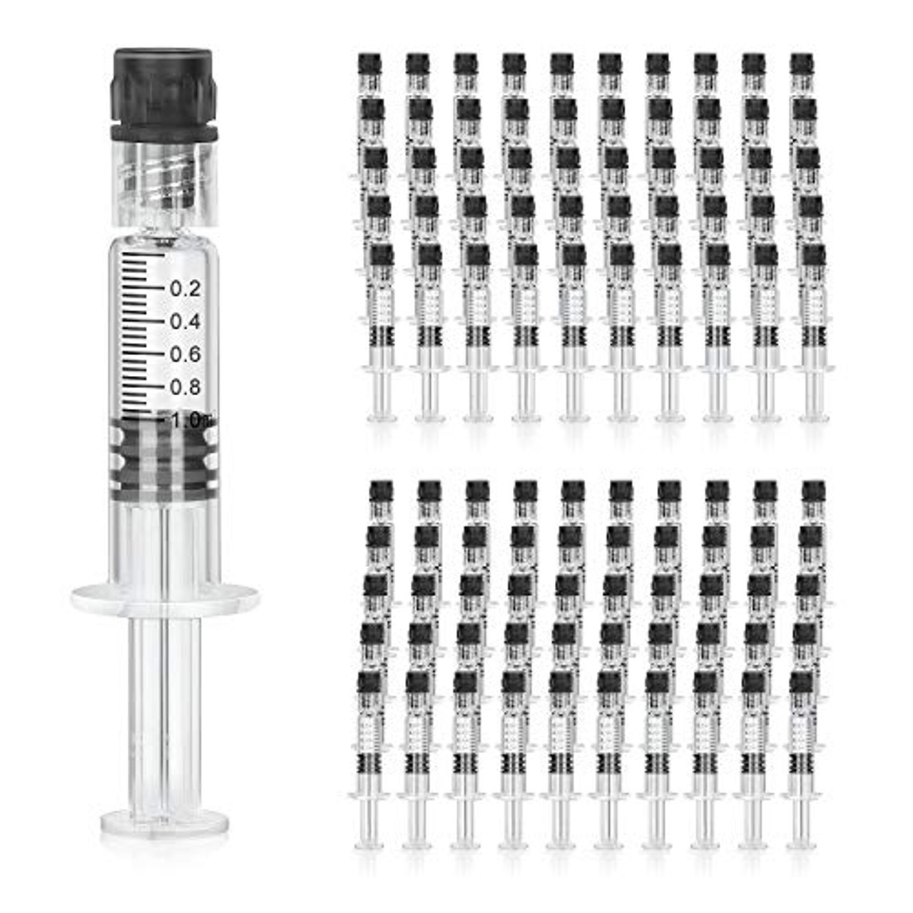 1ml Glass luer Lock Syringe 100 pcs borosillicate Reusable Pyrex Heat  Resistant Tube for lab,Thick Liquids,Oil,Ink with Measurement Markings  Non-Medical Without Needles