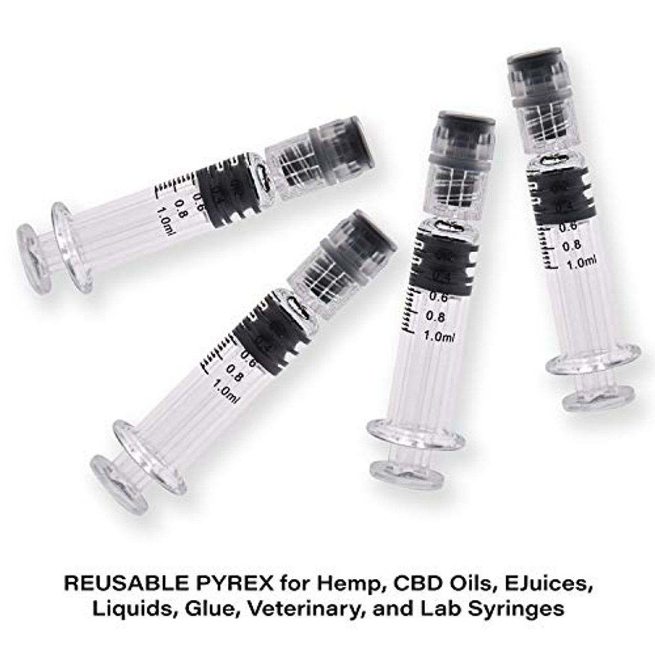 1ml Glass luer Lock Syringe 100 pcs borosillicate Reusable Pyrex Heat  Resistant Tube for lab,Thick