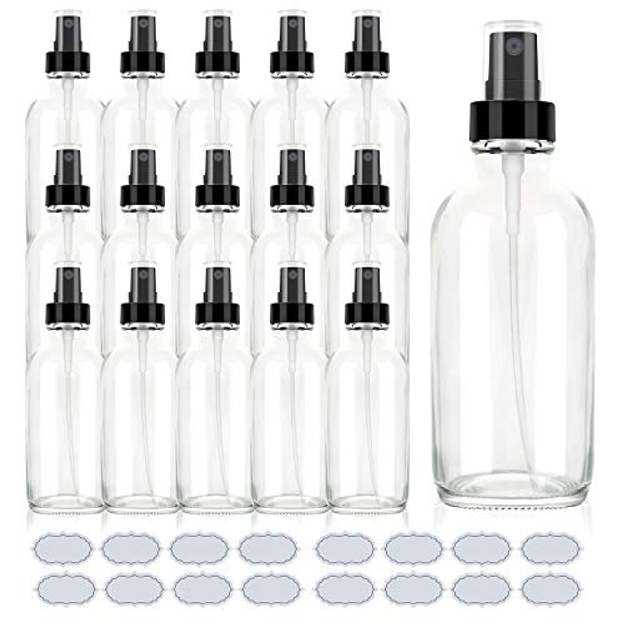 12Pcs Plastic Spray Bottles Transparent Travel Size Empty 100ml with Pink  Caps