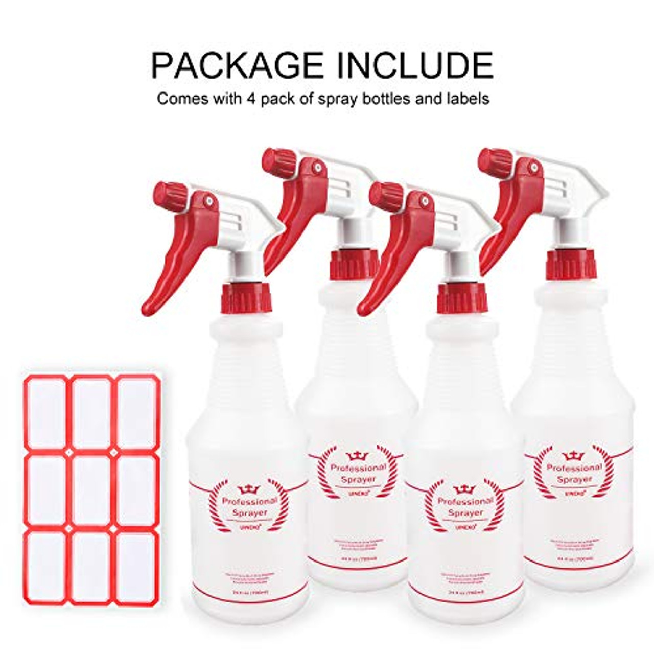 Airbee Plastic Spray Bottle (4 Pack,16 Oz), Commercial Household Empty  Water Sprayer Cleaning Solutions, No Leak and Clog for Planting Pet with  Adjustable Nozzle and Measurements