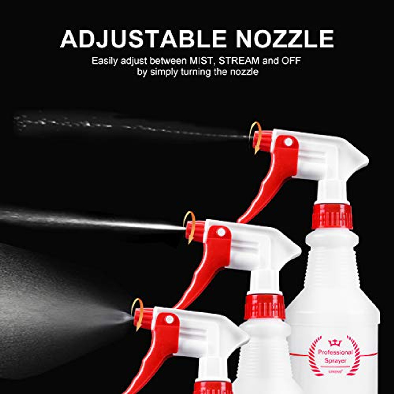 5 Pack 32 Oz Heavy Duty HDPE Spray Bottles w/ Adjustable Trigger Sprayer  Nozzle