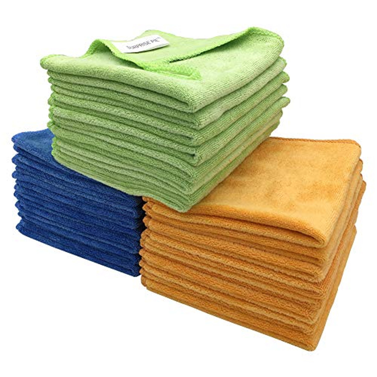 Microfiber Cleaning Cloths Softer for House Pack of 24 (Green Blue Orange)  Reusable Rag Lint Free