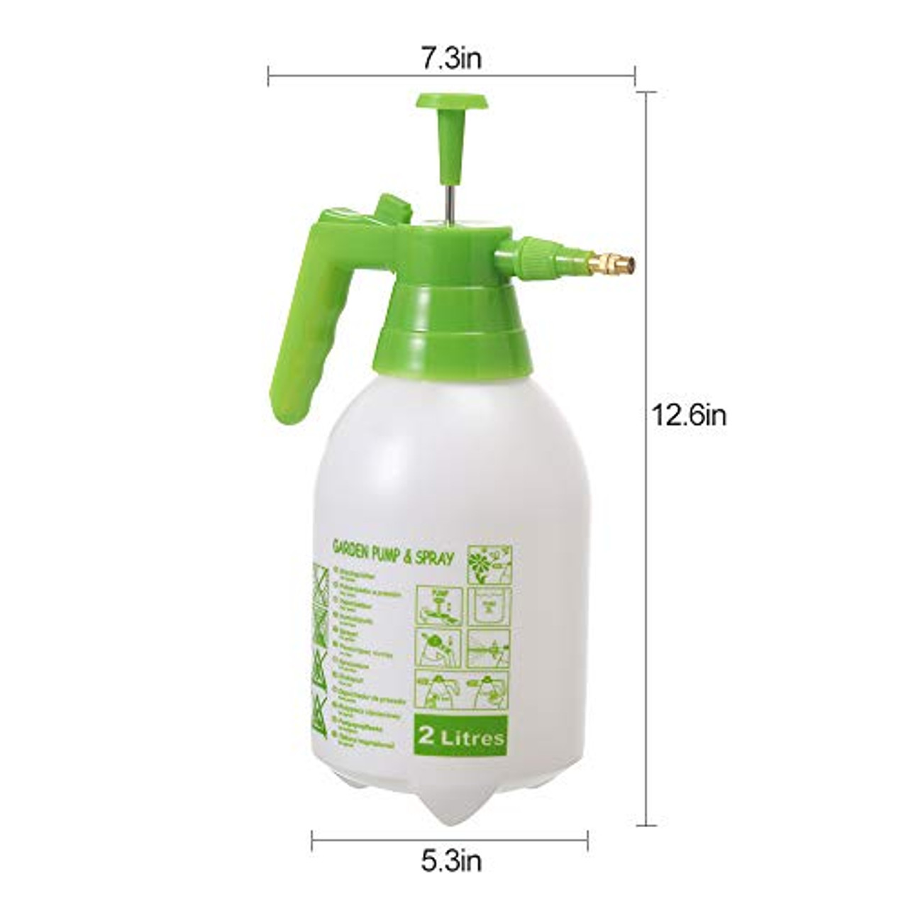 Hand Held Garden Sprayer Pump Pressure Water Sprayer 2 Liter Half Gallon  for Lawn, Garden, Garage, Kitchen with Adjustable Nozzle 1 