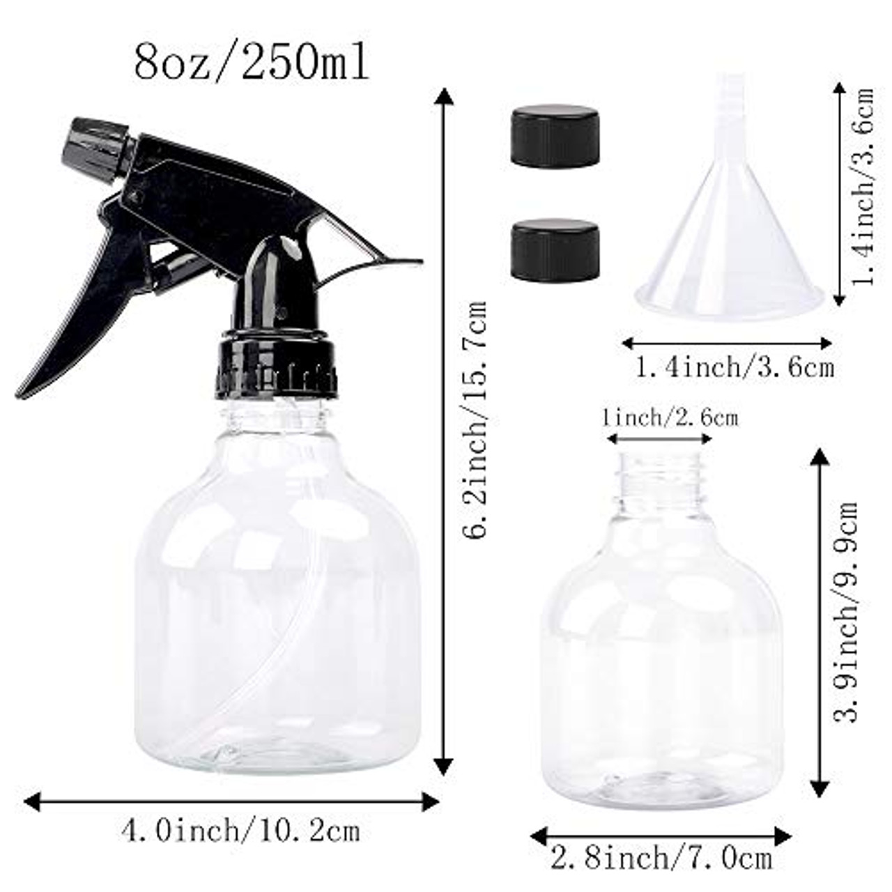 8 Pack, 8oz Empty Clear Plastic Spray Bottles with Trigger Sprayers, Fine  Mist Adjustable Nozzle for