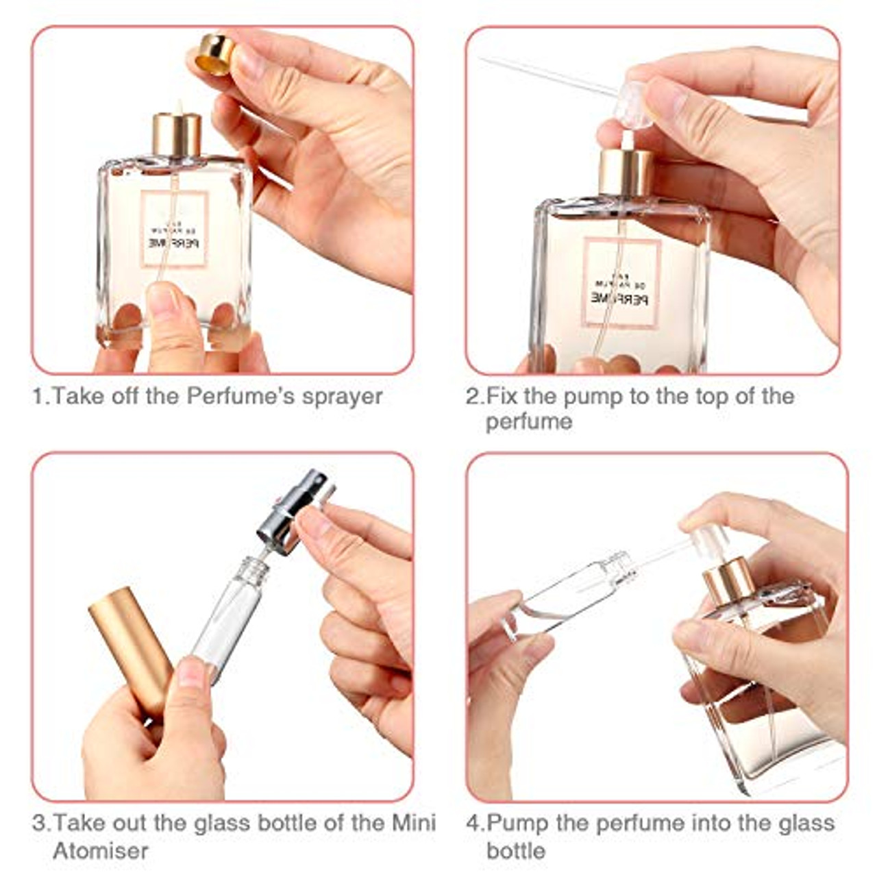 Travel Mini Perfume Refillable Atomizer Container, Portable Perfume Spray Bottle, Travel Perfume Scent Pump Case Fragrance Empty Spray Bottle for