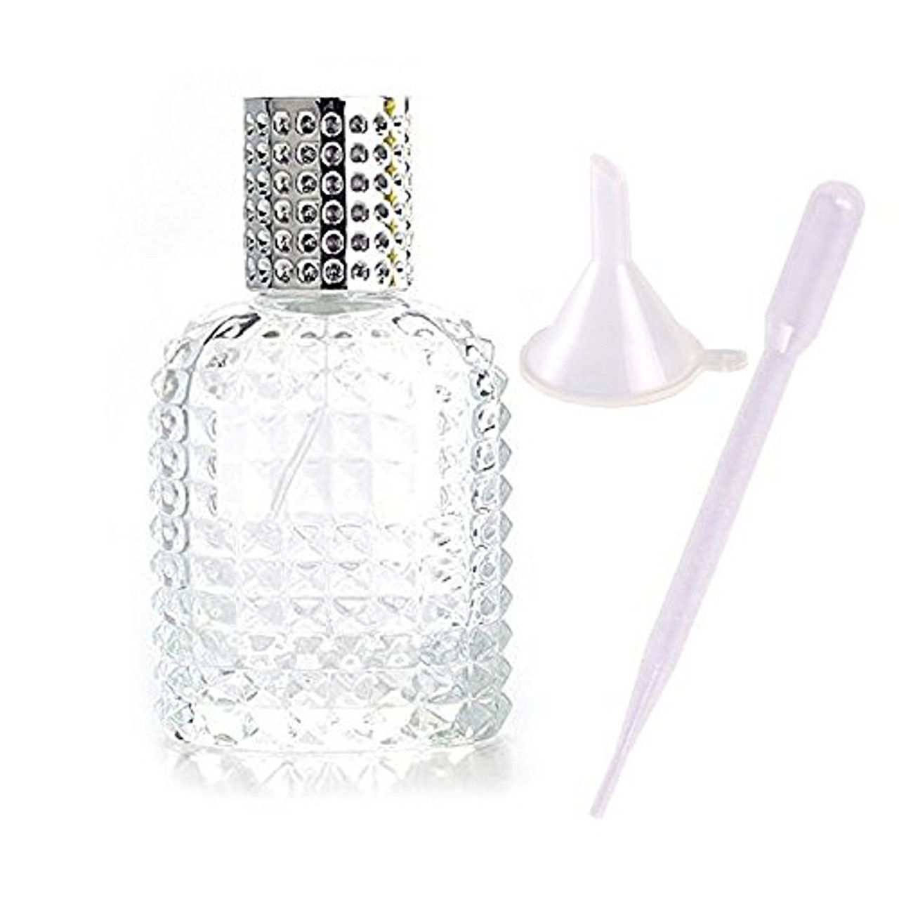 1 LUXURY 100ml Fine Mist Atomizer Perfume Bottle Flat Square (Silver  Sprayer & Cap) 3.3 Oz 100 ml