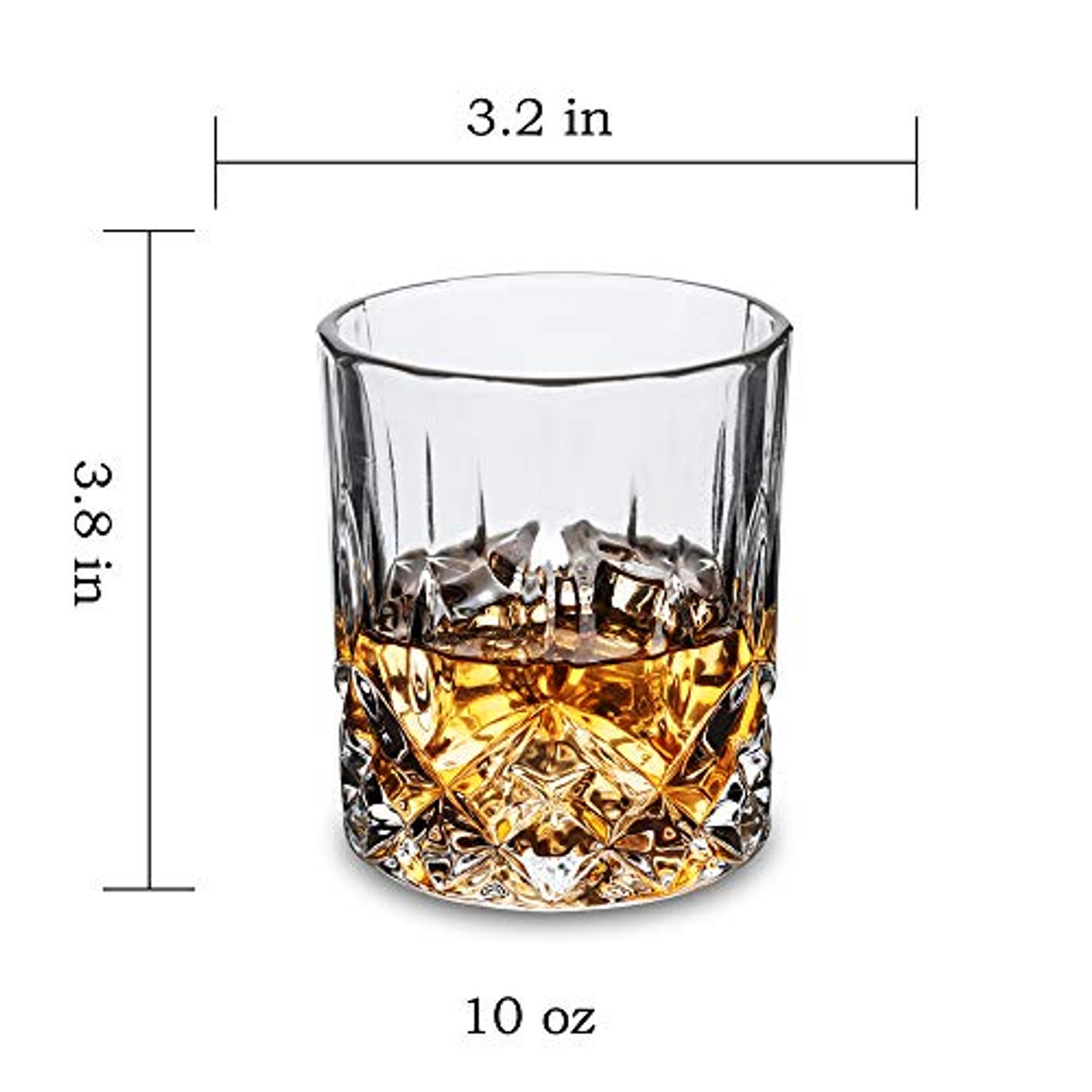 Set of 4 Old Fashioned Whiskey Glasses 2 Crystal Bourbon Glasses 2