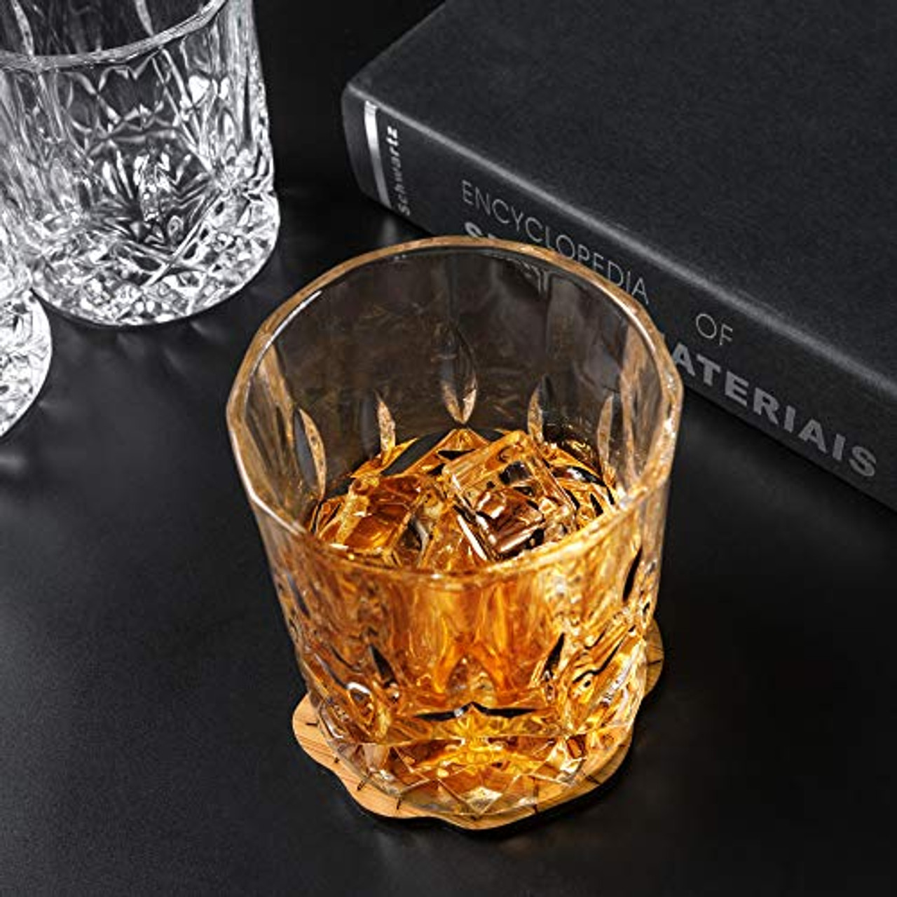 True Square Double Old Fashioned Glasses Set of 4 - Lowball Whiskey Glasses  for Cocktails, Drinks or Liquor - Dishwasher Safe 10oz 
